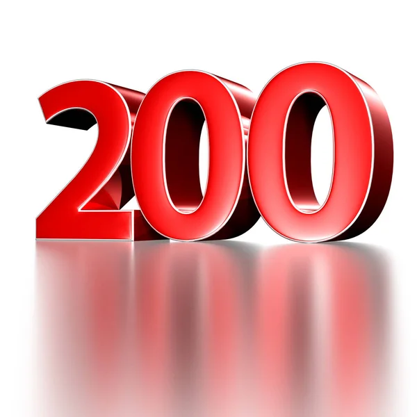 Ілюстрація Червоний Номер 200 Ізольовано Білому Тлі Відображення Відсічним Контуром — стокове фото