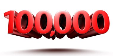 Beyaz arka planda izole edilmiş 3D çizim 100.000 kırmızı. (Kırpma Yolu ile).