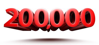 Beyaz arka planda izole edilmiş 3D çizim 200.000 kırmızı. (Kırpma Yolu ile).