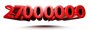 Beyaz arka planda izole edilmiş 3D çizim 27 milyon kırmızı. (Kırpma Yolu ile).