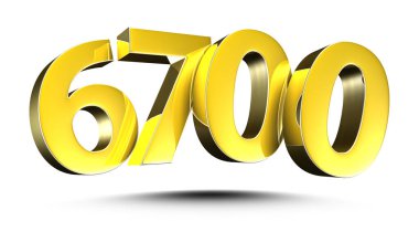 Beyaz arka planda izole edilmiş 3D Altın Resim numarası 6700. (Kırpma Yolu ile).