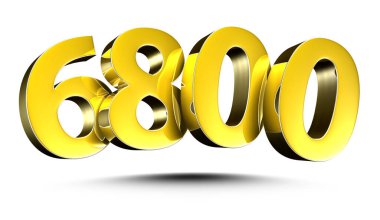 Beyaz arka planda izole edilmiş 3D Altın Resim numarası 6800. (Kırpma Yolu ile).