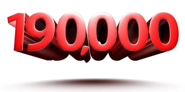 Beyaz arka planda izole edilmiş 3D resim 1.900.000 kırmızı. (Kırpma Yolu ile).