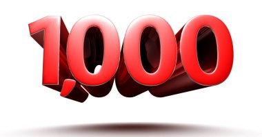 Beyaz arka planda 3 boyutlu 1000 kırmızı resim izole edilmiş. (Kırpma Yolu ile).