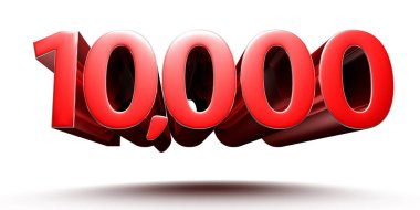 3D illüstrasyon. Beyaz arka planda 10000 kırmızı izole edilmiş. (Kırpma Yolu ile).