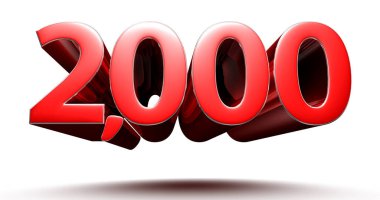 3D illüstrasyon 2000 beyaz zemin üzerinde izole edilmiş kırmızı. (Kırpma Yolu ile).