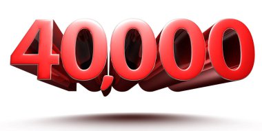 3D illüstrasyon 40000 kırmızı beyaz zemin üzerinde izole edilmiş. (Kırpma Yolu ile).