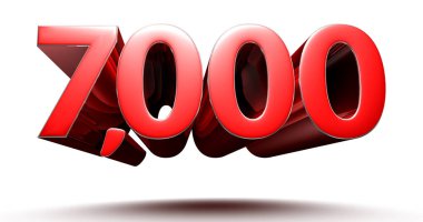 3D illüstrasyon 7000 kırmızı beyaz zemin üzerinde izole. (Kırpma Yolu ile).