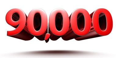 3D çizim 90000 kırmızı beyaz zemin üzerinde izole edilmiş. (Kırpma Yolu ile).