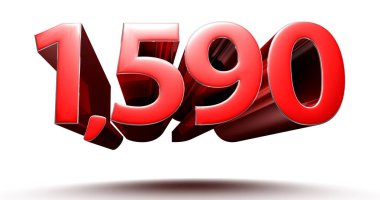 3D illüstrasyon 1590 kırmızı beyaz zemin üzerinde izole edilmiş. (Kırpma Yolu ile).