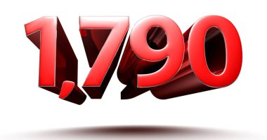 3D illüstrasyon 1790 kırmızı beyaz zemin üzerinde izole. (Kırpma Yolu ile).