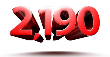 3D çizim 2190 kırmızı beyaz zemin üzerinde izole edilmiş. (Kırpma Yolu ile).