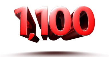 Beyaz arkaplanda 3 boyutlu 1100 kırmızı resim izole edilmiş. (Kırpma Yolu ile).