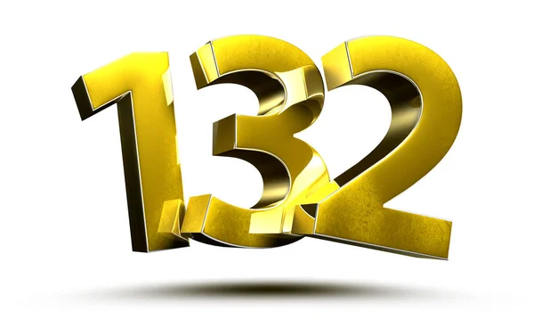 Illustration Numbers 132 Gold Isolated White Background Clipping Path — Stock Photo, Image