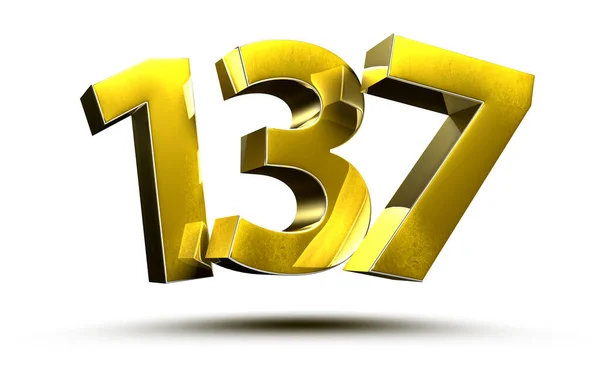 Illustration Numbers 137 Gold Isolated White Background Clipping Path — Stock Photo, Image