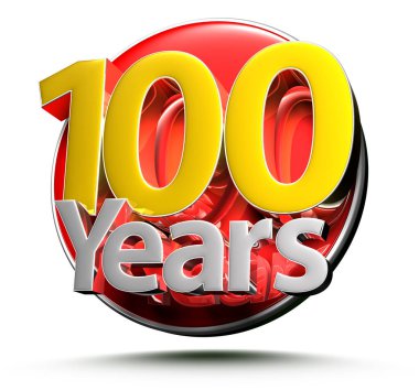 Beyaz arkaplan çiziminde 100 yıl izole edilmiş. 3 boyutlu. (Kırpma Yolu ile).