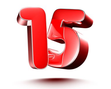Beyaz arkaplan illüstrasyonunda kırmızı numaralar 15. (Kırpma Yolu ile).