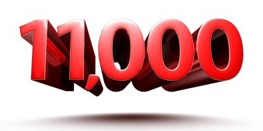 Kırmızı numaralar, beyaz arkaplan resimlerinde 11000 izole edilmiş. (Kırpma Yolu ile).