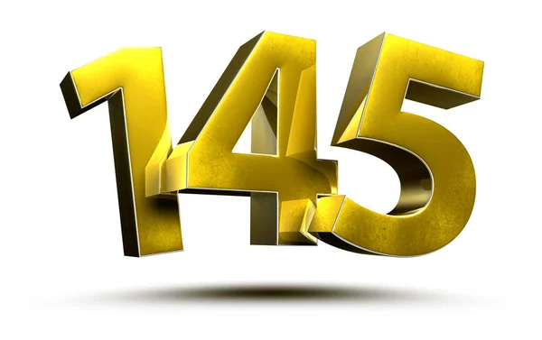 Gold Numbers 145 Isolated White Background Illustration Rendering Clipping Path — Stock Photo, Image