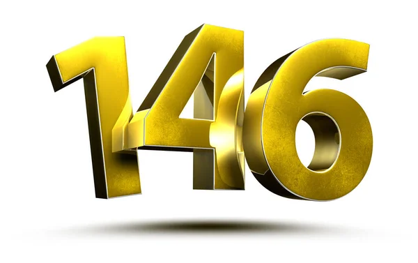 ホワイトの背景イラスト3Dレンダリングで分離されたゴールド番号146 クリッピングの道 — ストック写真