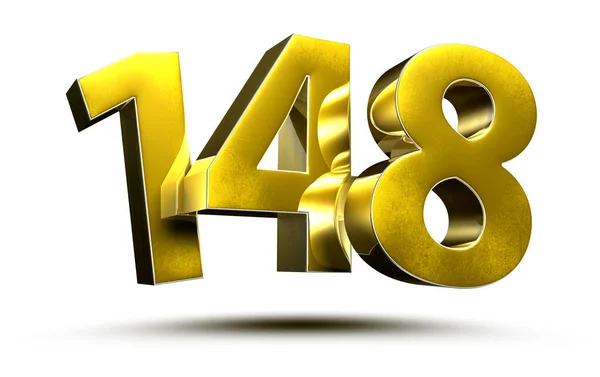 Gold Numbers 148 Isolated White Background Illustration Rendering Clipping Path — Stock Photo, Image