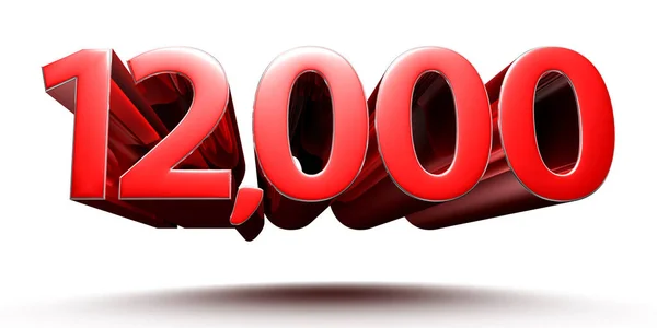 Rote Zahlen 12000 Isoliert Auf Weißem Hintergrund Illustration Rendering Mit — Stockfoto