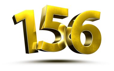 Altın numaralar 156 beyaz arkaplan çizimi 3D görüntüleme üzerinde izole edildi. (Kırpma Yolu ile).