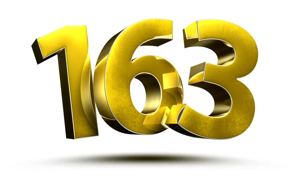 ホワイトの背景イラスト3Dレンダリングで分離されたゴールド番号163 クリッピングの道 — ストック写真