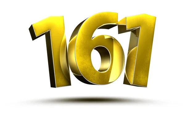 Золоті Номери 161 Ізольовані Білому Тлі Ілюстрації Рендеринга Відсічним Контуром — стокове фото