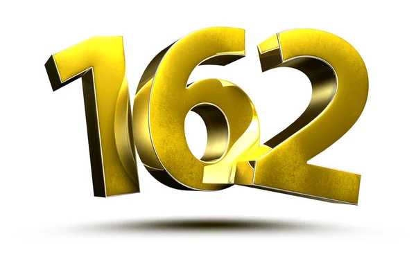 Gold Numbers 162 Isolated White Background Illustration Rendering Clipping Path — Stock Photo, Image