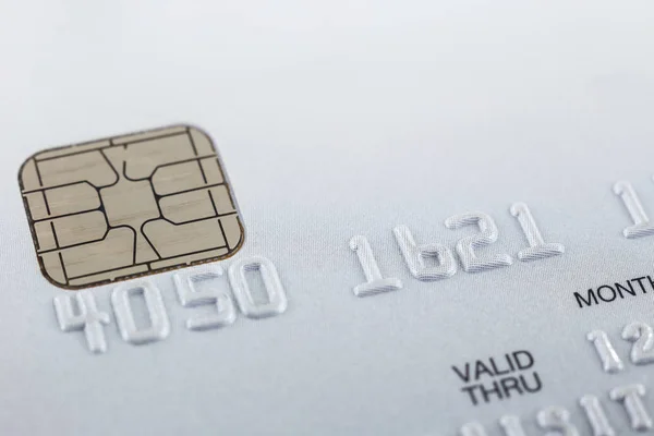 Cartão Crédito Inteligente Cinza Prata Pvc Emv Close Com Foco Imagens De Bancos De Imagens