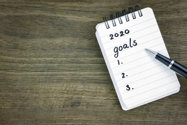 Top view 2020 goals list on notepad. Stock Image