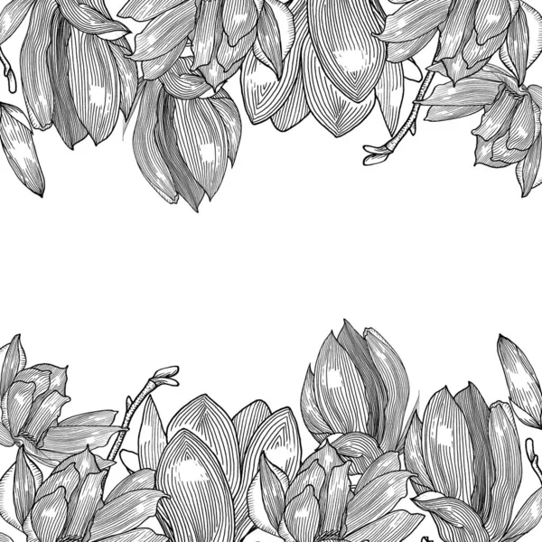 Karta Magnolii Ręcznie Rysowane — Zdjęcie stockowe