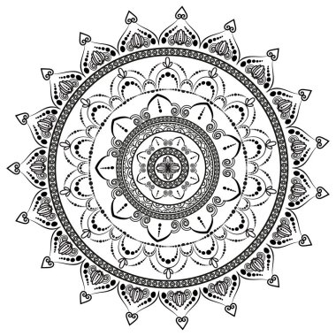 Henna için Mandala şeklinde dairesel desen. Mehndi.