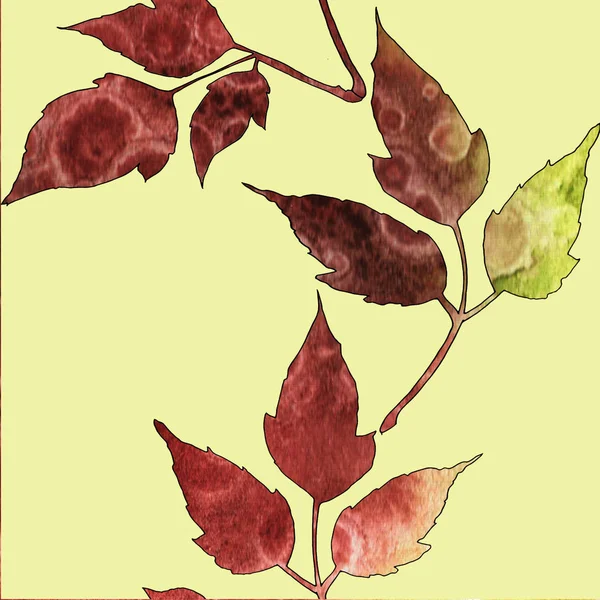 Suluboya yapraklı kusursuz desen.