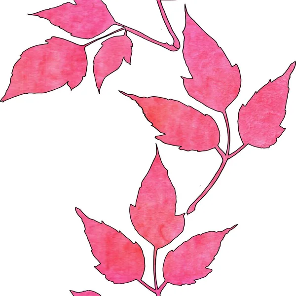 Suluboya yapraklı kusursuz desen.