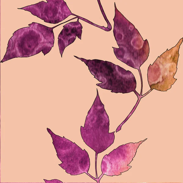 水彩画の葉とシームレスなパターン — ストック写真
