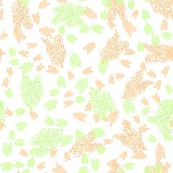 Бесшовный Узор Розовыми Зелеными Листьями — стоковый вектор