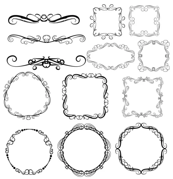 Set of decorative frames, borders, dividers.