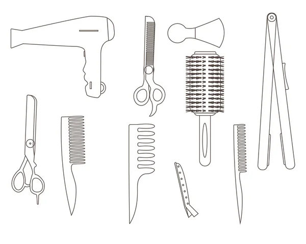 Saç kesim aletleri seti. Satır biçimi.