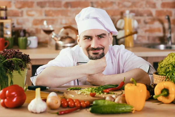 Chef Escritorio Hombre Con Overol — Foto de Stock