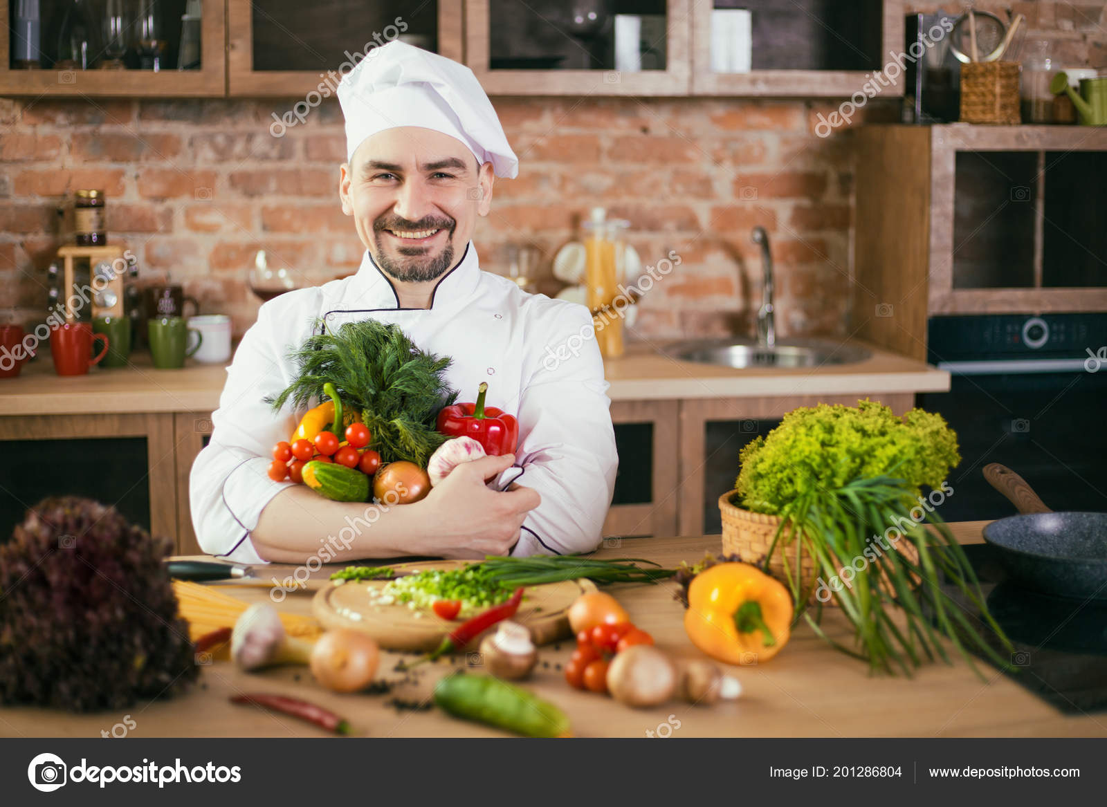 Young Chef Kitchen Table Fresh Vegetables Cooking Stock Photo Image By C Svetlanamiku 201286804