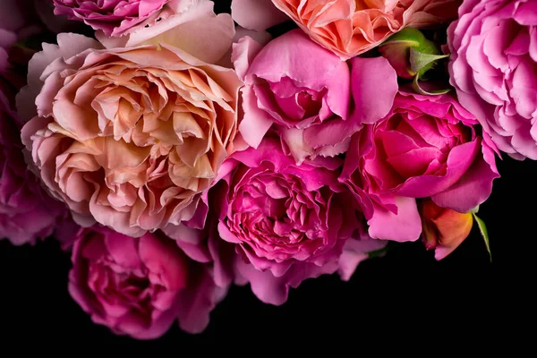 Bouquet Rose Luminose Uno Sfondo Scuro Fiori Multicolori — Foto Stock