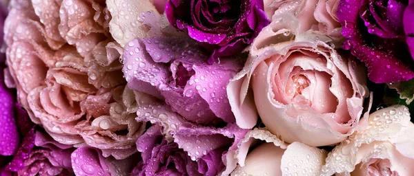 Grande Mazzo Belle Rose Carta Diversi Colori Rose — Foto Stock