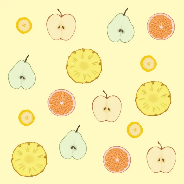Zbiór Owoców Żółtym Tle — Zdjęcie stockowe