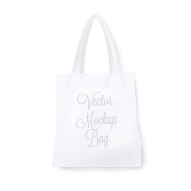 Mockup beyaz çanta gerçekçi. Beyaz arka planda. Vektör