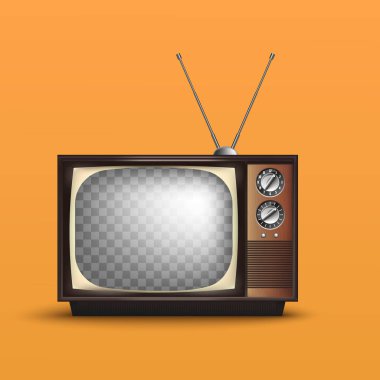 Gerçekçi Retro Vintage TV. Metin ile. Vektör