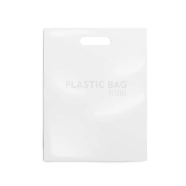 逼真的塑料白色袋。在透明的背景上。向量 — 图库矢量图片