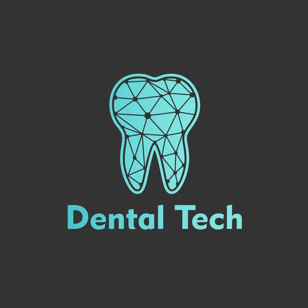 Logo Dental Tech dengan latar belakang biru. Vektor - Stok Vektor