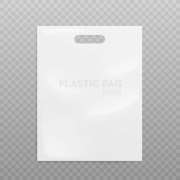 Реалистичный пластиковый мешок. На прозрачном фоне, векторная иллюстрация — стоковый вектор